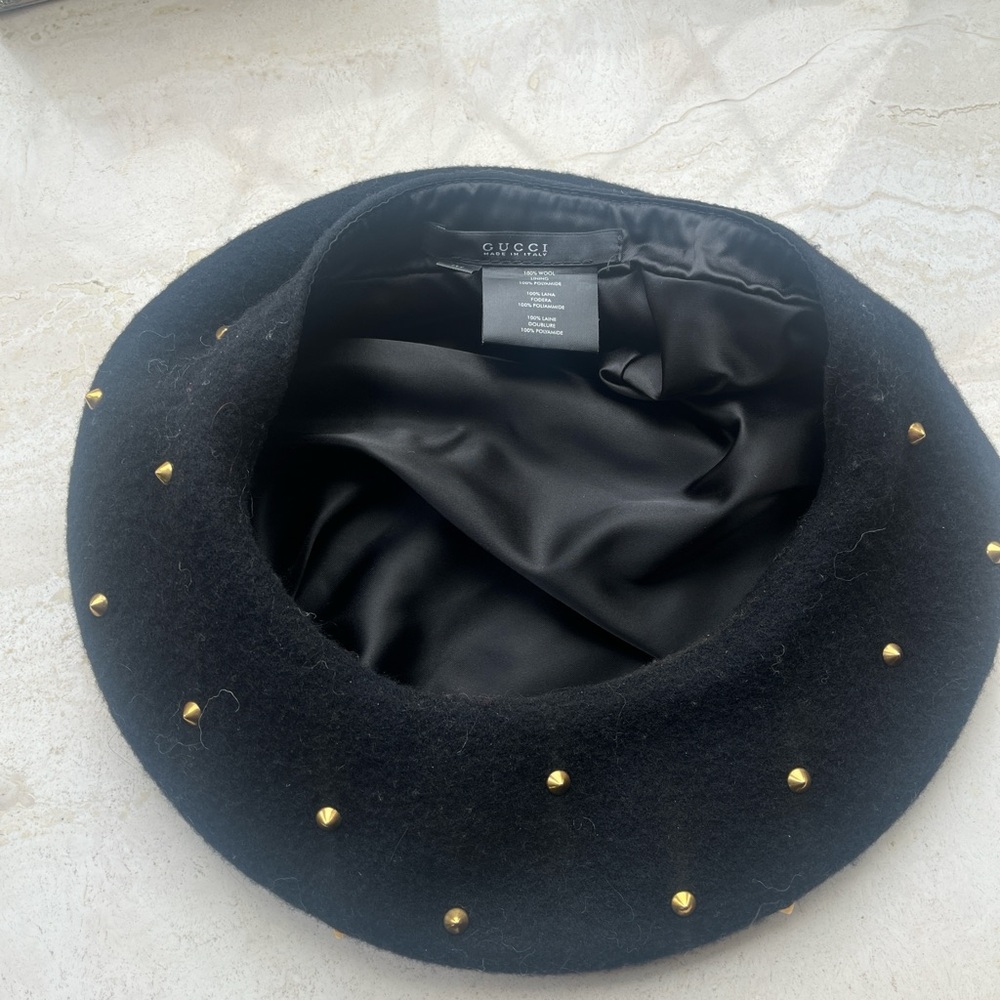 Gucci Black and Gold Studded Hat